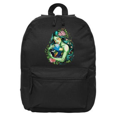 Mother Earth Hugging Planet Cool Earth Day Save Our Planet 16 in Basic Backpack