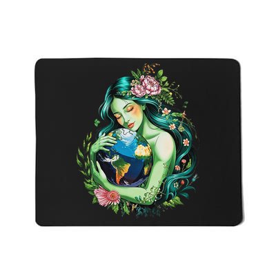 Mother Earth Hugging Planet Cool Earth Day Save Our Planet Mousepad