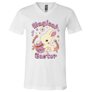 Magical Easter, Happy Easter Day, Cute Rabbit Bunny Hug Egg V-Neck T-Shirt