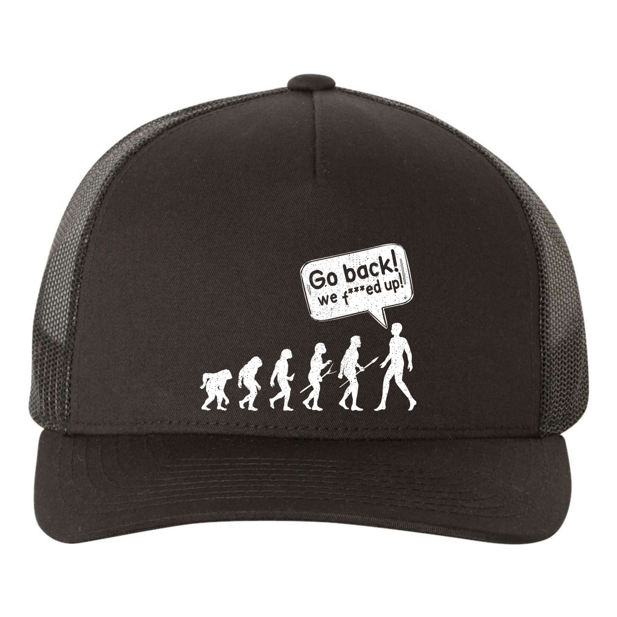 Mankind Evolution Human Experiment Gone Wrong Yupoong Adult 5-Panel Trucker Hat