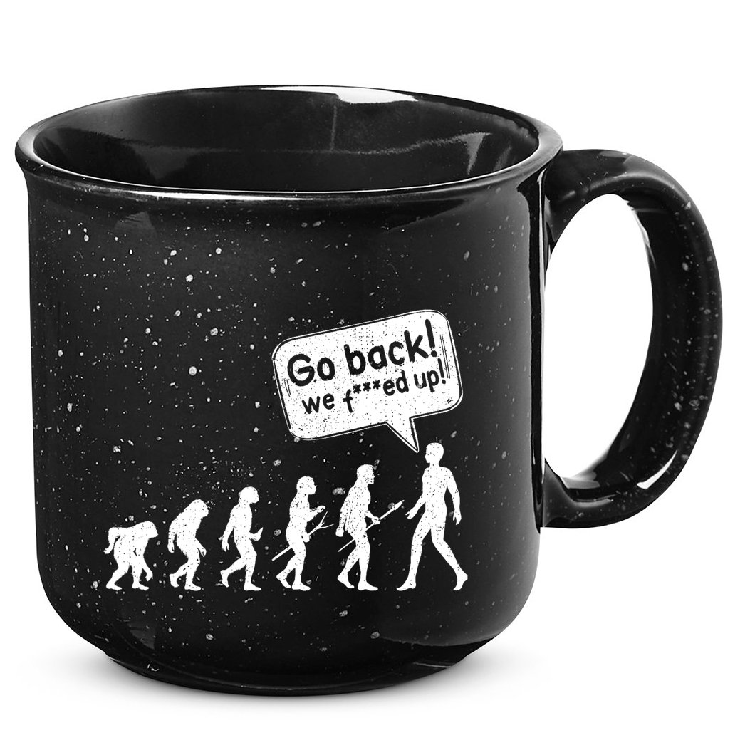 Mankind Evolution Human Experiment Gone Wrong 15oz Campfire Ceramic Mug
