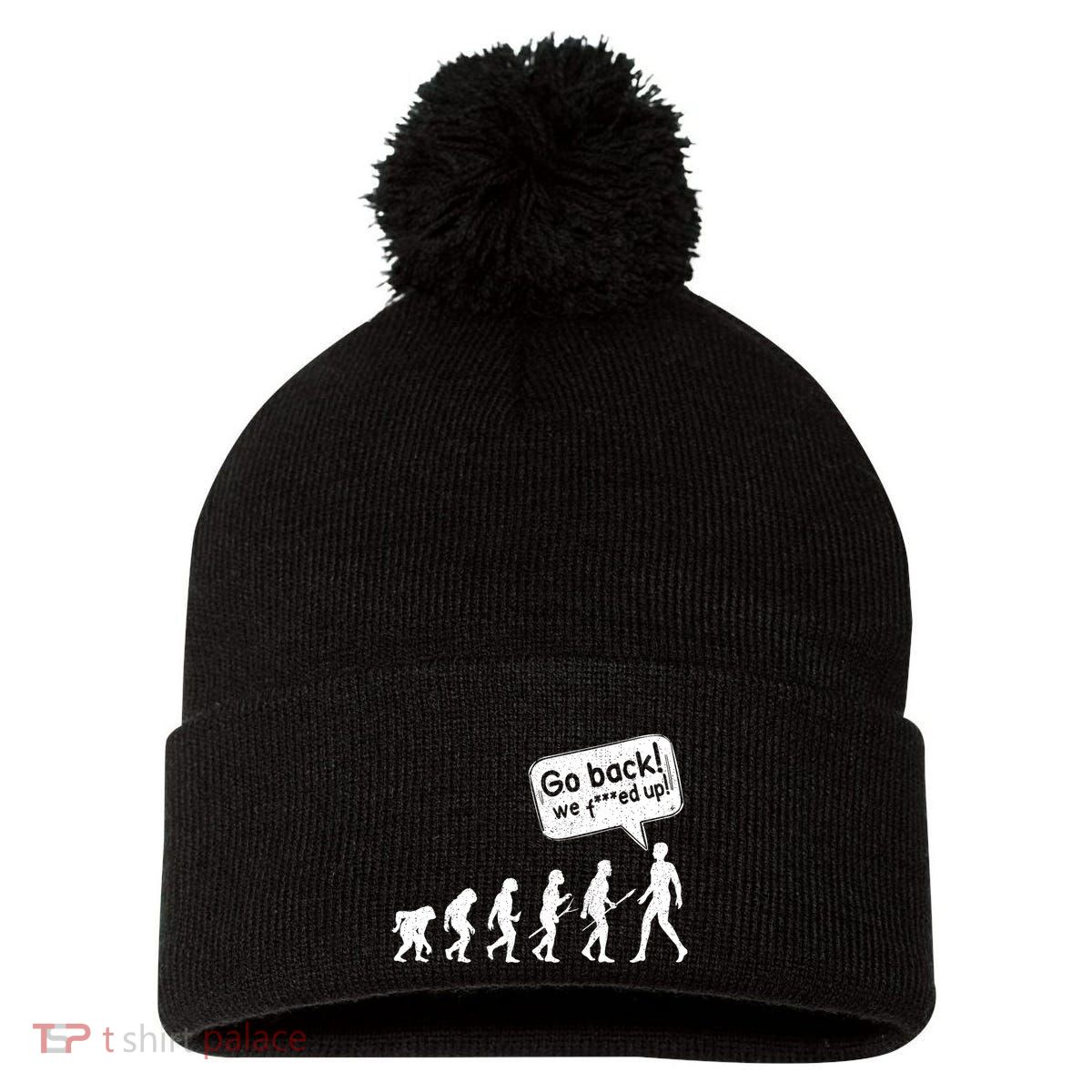 Mankind Evolution Human Experiment Gone Wrong Pom Pom 12in Knit Beanie