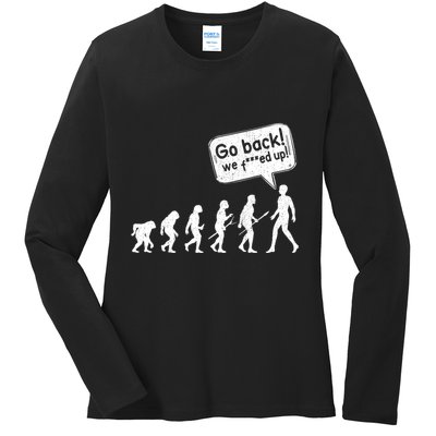 Mankind Evolution Human Experiment Gone Wrong Ladies Long Sleeve Shirt