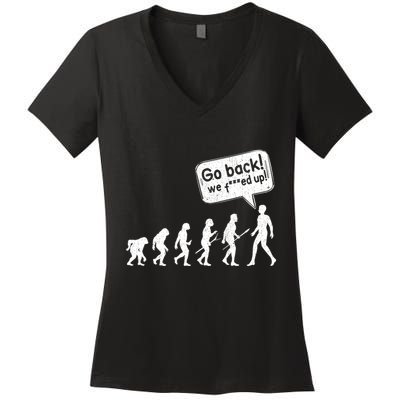 Mankind Evolution Human Experiment Gone Wrong Women's V-Neck T-Shirt