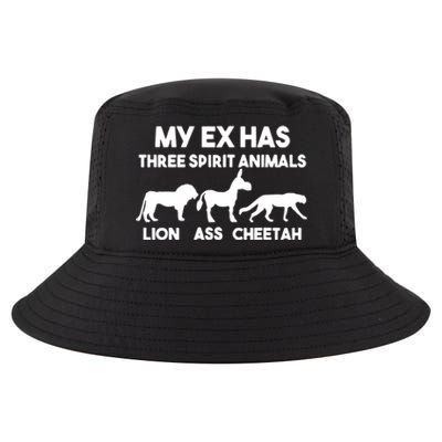 My Ex Has 3 Spirit Animals Lion Ass Cheetah Divorce Funny Cool Comfort Performance Bucket Hat