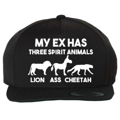 My Ex Has 3 Spirit Animals Lion Ass Cheetah Divorce Funny Wool Snapback Cap