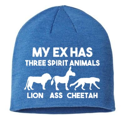 My Ex Has 3 Spirit Animals Lion Ass Cheetah Divorce Funny Sustainable Beanie