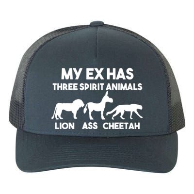 My Ex Has 3 Spirit Animals Lion Ass Cheetah Divorce Funny Yupoong Adult 5-Panel Trucker Hat