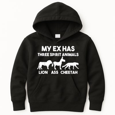 My Ex Has 3 Spirit Animals Lion Ass Cheetah Divorce Kids Hoodie