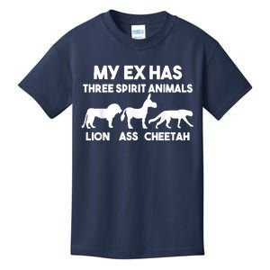 My Ex Has 3 Spirit Animals Lion Ass Cheetah Divorce Kids T-Shirt