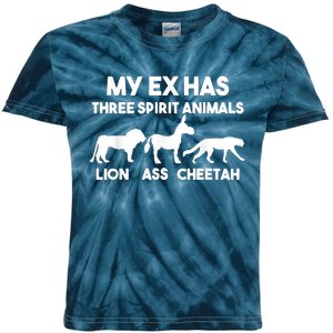 My Ex Has 3 Spirit Animals Lion Ass Cheetah Divorce Kids Tie-Dye T-Shirt