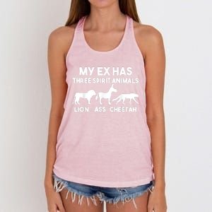 My Ex Has 3 Spirit Animals Lion Ass Cheetah Divorce Women's Knotted Racerback Tank