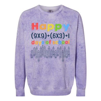 Math Equation Happy 100 Days Of School Gift Colorblast Crewneck Sweatshirt