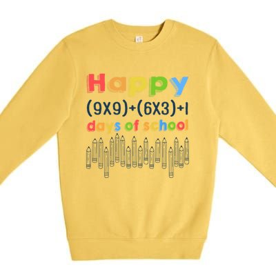 Math Equation Happy 100 Days Of School Gift Premium Crewneck Sweatshirt