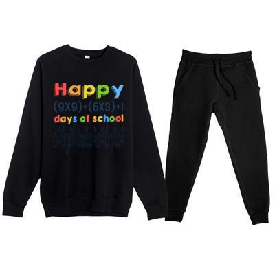 Math Equation Happy 100 Days Of School Gift Premium Crewneck Sweatsuit Set