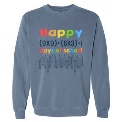 Math Equation Happy 100 Days Of School Gift Garment-Dyed Sweatshirt