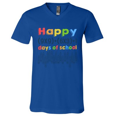 Math Equation Happy 100 Days Of School Gift V-Neck T-Shirt