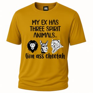 My Ex Has Three Spirit Animals Lion Ass Cheetah Funny Cooling Performance Crew T-Shirt