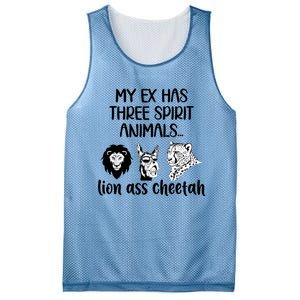 My Ex Has Three Spirit Animals Lion Ass Cheetah Funny Mesh Reversible Basketball Jersey Tank