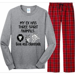 My Ex Has Three Spirit Animals Lion Ass Cheetah Funny Long Sleeve Pajama Set