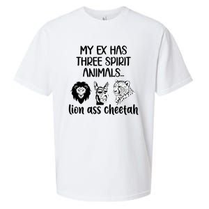 My Ex Has Three Spirit Animals Lion Ass Cheetah Funny Sueded Cloud Jersey T-Shirt