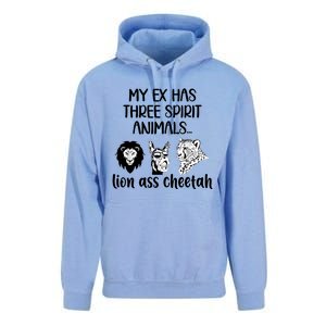 My Ex Has Three Spirit Animals Lion Ass Cheetah Funny Unisex Surf Hoodie