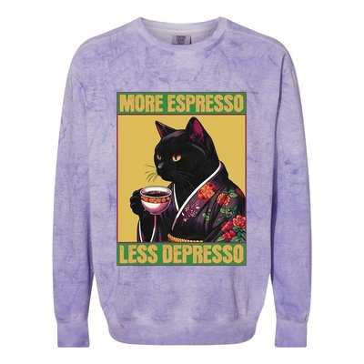 More Espresso Less Depresso Up Caffeine Down Depression Colorblast Crewneck Sweatshirt