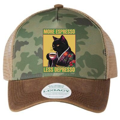 More Espresso Less Depresso Up Caffeine Down Depression Legacy Tie Dye Trucker Hat