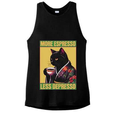 More Espresso Less Depresso Up Caffeine Down Depression Ladies PosiCharge Tri-Blend Wicking Tank