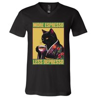 More Espresso Less Depresso Up Caffeine Down Depression V-Neck T-Shirt