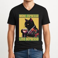 More Espresso Less Depresso Up Caffeine Down Depression V-Neck T-Shirt
