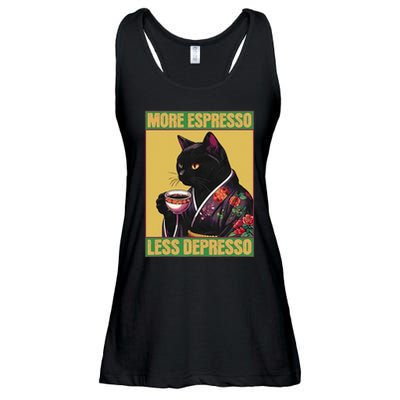 More Espresso Less Depresso Up Caffeine Down Depression Ladies Essential Flowy Tank