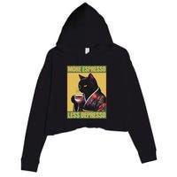 More Espresso Less Depresso Up Caffeine Down Depression Crop Fleece Hoodie
