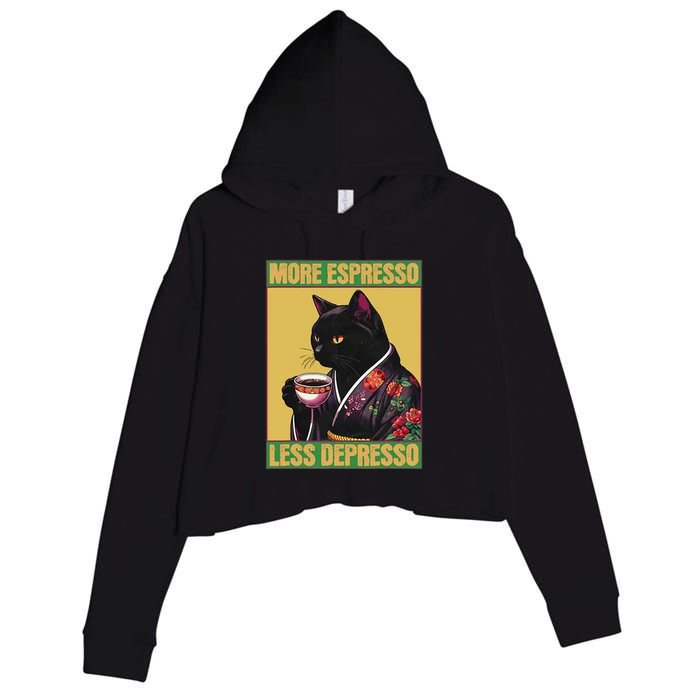 More Espresso Less Depresso Up Caffeine Down Depression Crop Fleece Hoodie