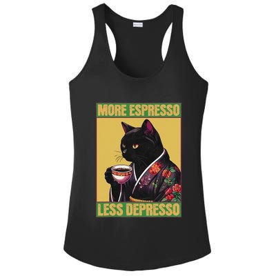 More Espresso Less Depresso Up Caffeine Down Depression Ladies PosiCharge Competitor Racerback Tank