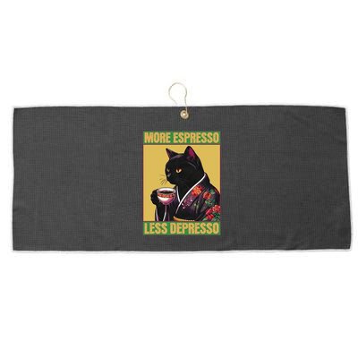 More Espresso Less Depresso Up Caffeine Down Depression Large Microfiber Waffle Golf Towel