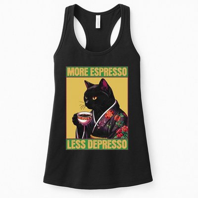 More Espresso Less Depresso Up Caffeine Down Depression Womens Tank Top
