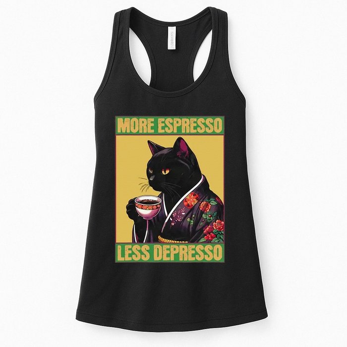 More Espresso Less Depresso Up Caffeine Down Depression Womens Tank Top