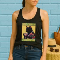 More Espresso Less Depresso Up Caffeine Down Depression Womens Tank Top