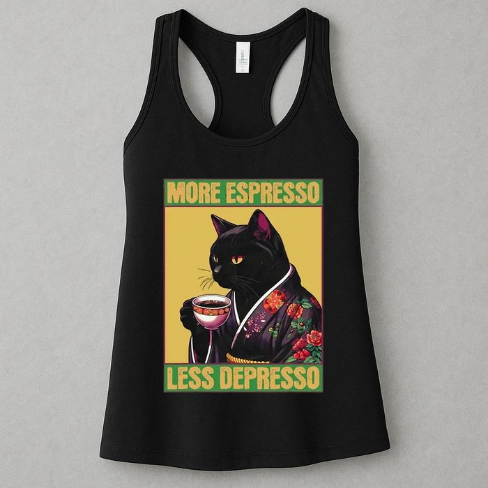 More Espresso Less Depresso Up Caffeine Down Depression Womens Tank Top