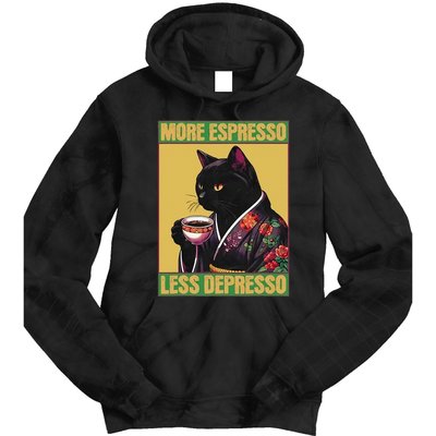 More Espresso Less Depresso Up Caffeine Down Depression Tie Dye Hoodie