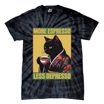 More Espresso Less Depresso Up Caffeine Down Depression Tie-Dye T-Shirt