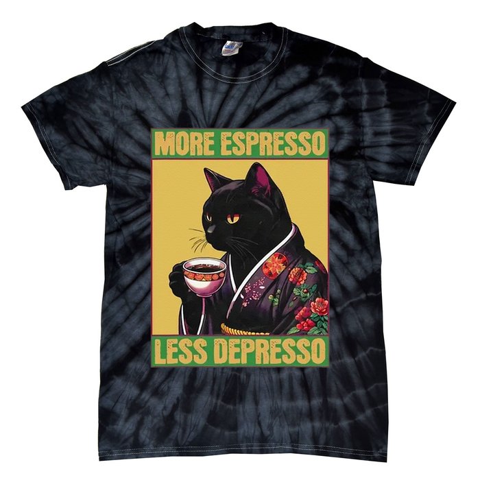 More Espresso Less Depresso Up Caffeine Down Depression Tie-Dye T-Shirt