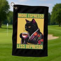 More Espresso Less Depresso Up Caffeine Down Depression Golf Towel