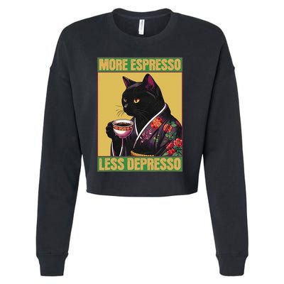 More Espresso Less Depresso Up Caffeine Down Depression Cropped Pullover Crew