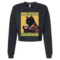 More Espresso Less Depresso Up Caffeine Down Depression Cropped Pullover Crew