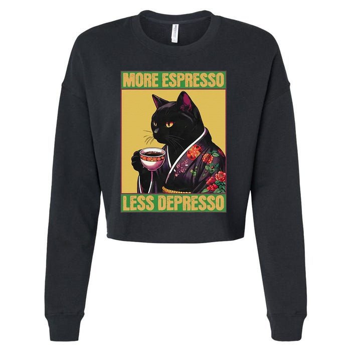 More Espresso Less Depresso Up Caffeine Down Depression Cropped Pullover Crew