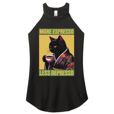 More Espresso Less Depresso Up Caffeine Down Depression Women's Perfect Tri Rocker Tank