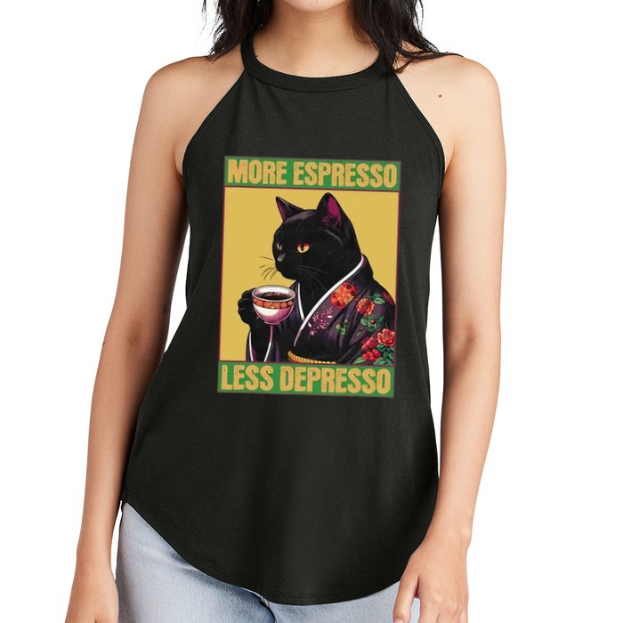 More Espresso Less Depresso Up Caffeine Down Depression Women's Perfect Tri Rocker Tank
