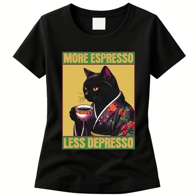 More Espresso Less Depresso Up Caffeine Down Depression Womens T-Shirt
